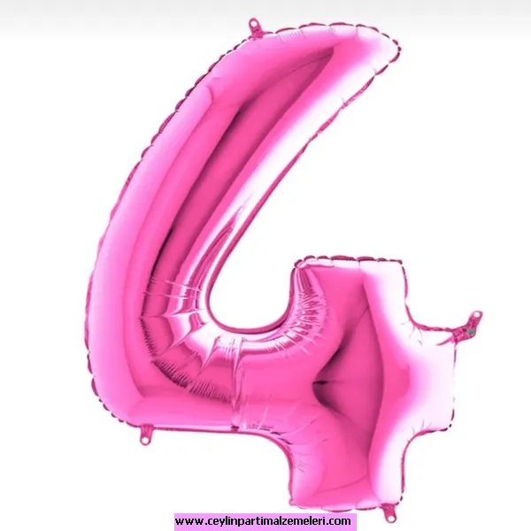 4 Rakam Fuşya Folyo Balon